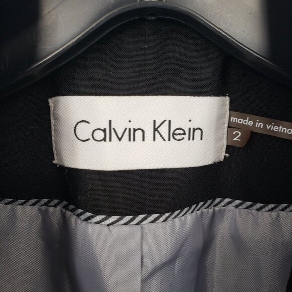 Calvin Klein One Button Blazer Jacket 2 Pockets Stretch Career Work Suit Black - Picture 3 of 9